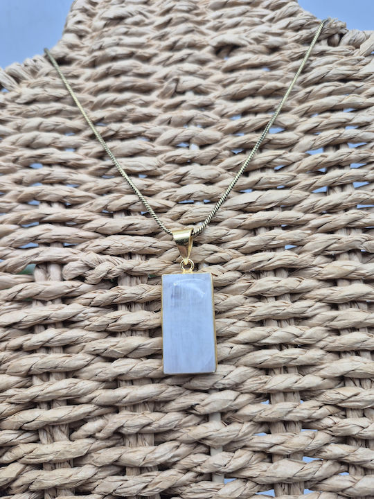Messing Halskette Mondstein – Handgefertigtes Schmuck Kette 24cm