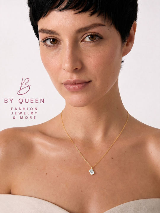 By Queen Luxury Jewelry Χρυσό Κολιέ 14κ Emerald-cut Μοϊσανίτη