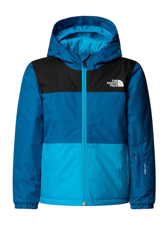 Waterproof Kids' Sports Jacket Windproof with Hood Petrol Blue Freedom