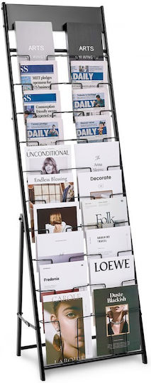 Vevor Veröffentlichungsanzeigen Display-Ständer für Broschüren 20 Fächer Tragbares Bodenständer für Zeitschriften Metallhalter Kataloge Zeitungen Geschäftsausstellung Büro Handelsmesse Schwarz