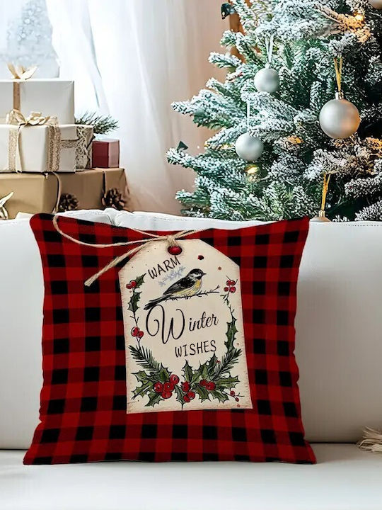 By Queen Limited Festive Edition Μαξιλαροθήκη Buffalo Plaid Σχέδιο “warm Winter Wishes”