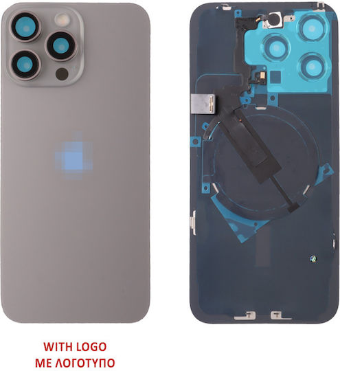 Iphone 15 Pro Battery Cover + Camera Lens + Metal Plate + Flashlight + Charging Flex + Nfc Titanium Natural