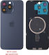 Iphone 15 Pro Battery Cover + Camera Lens + Metal Plate + Magsafe Titanium Blue