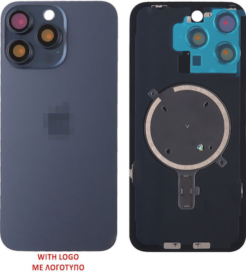 Iphone 15 Pro Max Battery Cover + Camera Lens + Metal Plate + Magsafe Titanium Blue