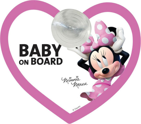 Disney Minnie Mouse Πινακίδα Σήμανσης Baby On Board Βεντούζα 1τμχ