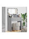 Bodenstehende Schminktisch Schlafzimmer Holz Grau mit Spiegel 80x39.5x135cm