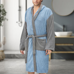 Lino Home Revel Μπουρνούζι με Κουκούλα Γαλάζιο 400gr/m² Lino Home Revel Μπουρνούζι με Κουκούλα Γαλάζιο 400gr/m²