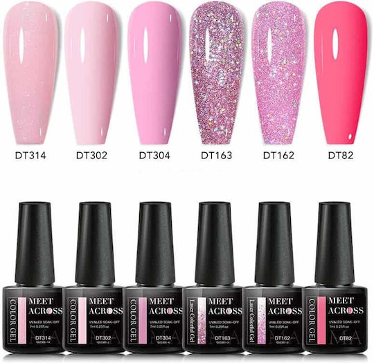 Set 6 UV LED Gel Nagellack Sommerkollektion Glitzer