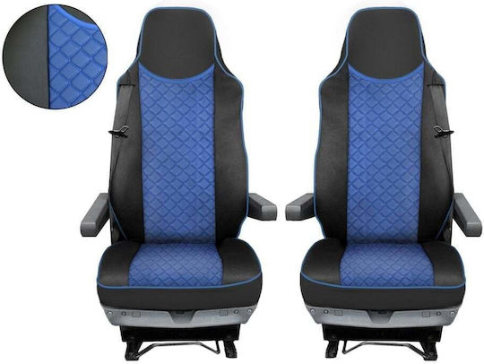 Set Truck Covers 2 Pieces Man Tgx 2017+ Blue Eco Leather