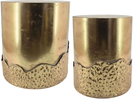 Rundes Beistelltisch Metall Gold 2Stücke M43xL43xH46cm