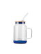 Vialli Design Glass Water made of Glass in Blue Color with straw 600ml