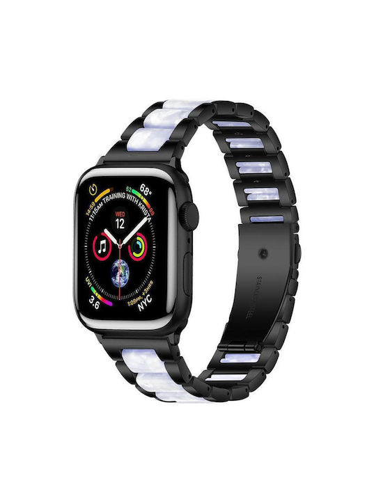 Metal Watch Strap Resin Apple Watch 42 44 45 46 49mm Black White Metal Watch Strap Resin Apple Watch 42 44 45 46 49mm Black White