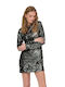 Mini Abendkleid Off-Shoulder Grau