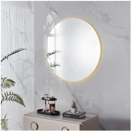 Modernhome Στρογγυλός Καθρέπτης Μπάνιου Led Αφής από Μέταλλο 80x80cm