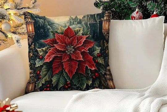 By Queen Limited Festive Edition Μαξιλαροθήκη Peach Skin Velvet Mε Σχέδιο Ποϊνσέτια 45x45εκ By Queen Limited Festive Edition Μαξιλαροθήκη Peach Skin Velvet Mε Σχέδιο Ποϊνσέτια 45x45εκ
