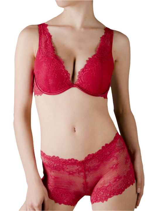 Valege Seamless Boxer with Lace Red
