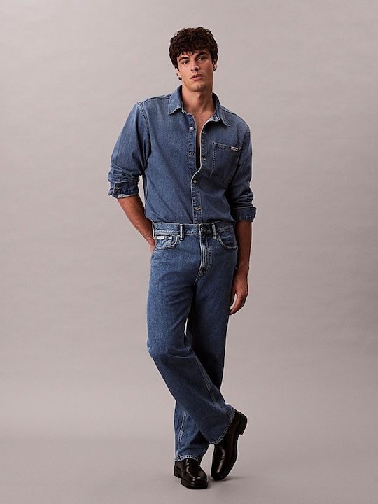 90's Men's Jeans Pants with Regular Straight Fit Blue