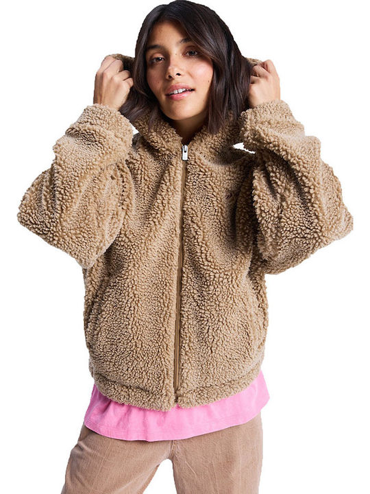 Women's Cardigan with Zipper Brown