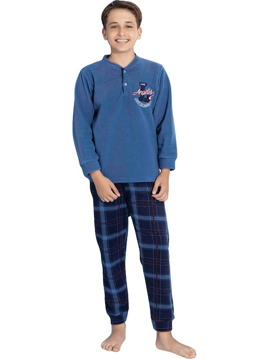 Tarik Παιδική Πιτζάμα Χειμωνιάτικη Fleece Μπλε