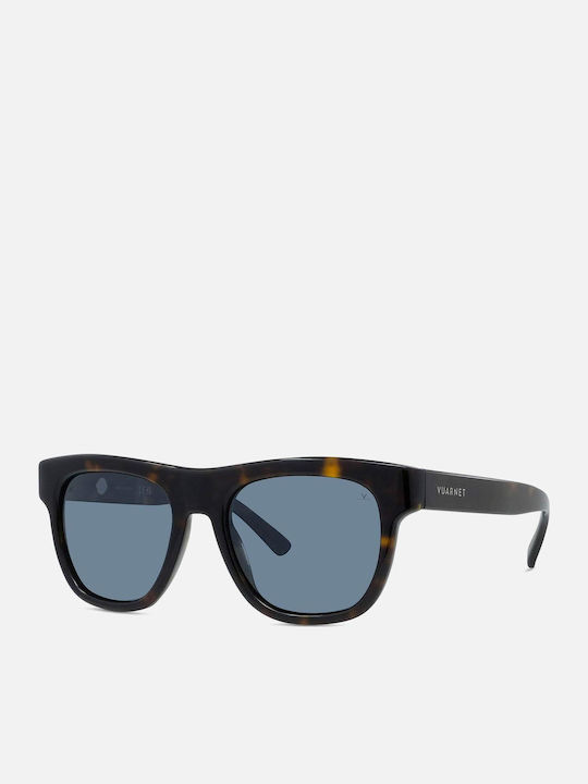 Men's Sunglasses with Brown Tartaruga Plastic Frame and Blue Lens
