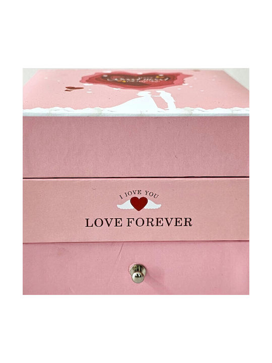 "love Wishes" Accessory Box Printed Message Romantic Layout Drawer Nine Soap Roses Gift Bag Pink