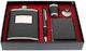 Vlv Men's Gift Set 5 Pieces Flask Pen Glass Funnel Cigarette Case Black