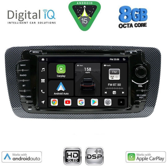 Digital IQ Auto-Audiosystem für Seat Ibiza 2008-2015 (Bluetooth/USB/AUX/WiFi/GPS/Apple-Carplay/Android-Auto) mit Touchscreen 7"