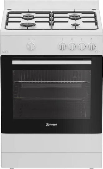 Indesit Aragaz cu Gaz Natural 64lt cu Plite pe Gaz Natural L60cm. Albă