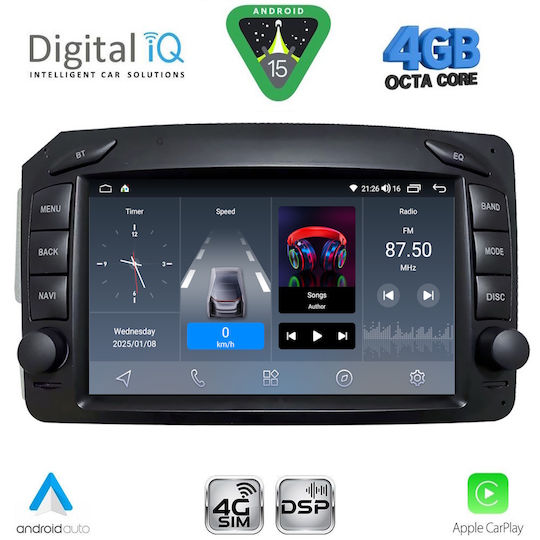 Digital IQ Ηχοσύστημα Αυτοκινήτου για Mercedes-Benz C Class / CLK Class 1999-2004 (Bluetooth/USB/WiFi/GPS/Apple-Carplay/Android-Auto) με Οθόνη Αφής 7"