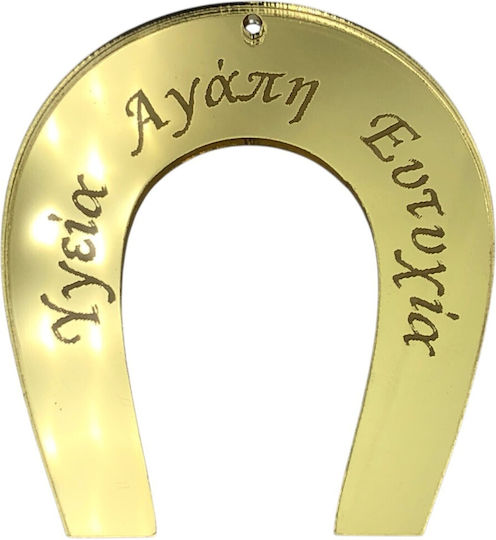 Hängend Glücksbringer Hufeisen Gold aus Plexiglas 7x8.3cm 2Stück