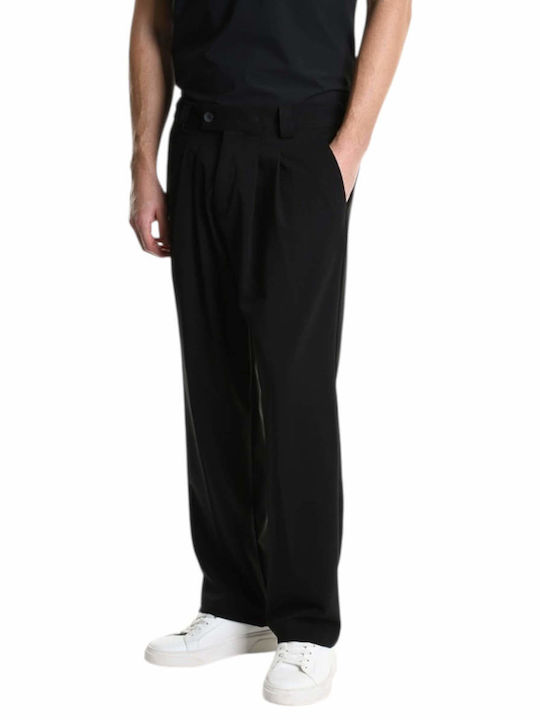 Pantaloni Chino Elastic cu Croială Normală Black