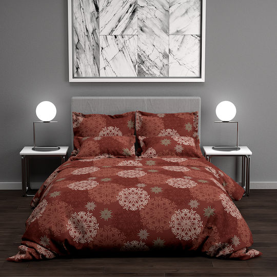 Charalambidis Textiles Плик за Завивка Двоен 200x240 Снежинка Бургундско