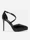 Patent Leather Black Heels with Strap