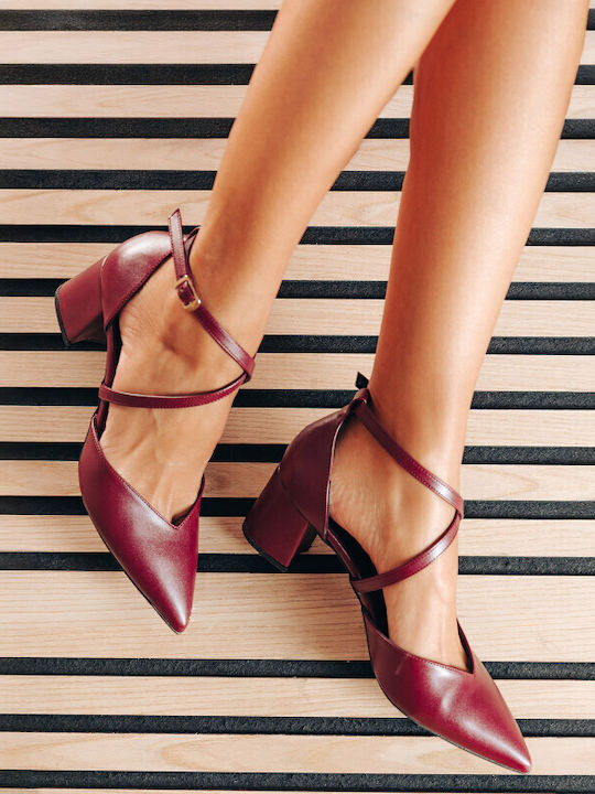 Silia D Burgundy Heels with Strap