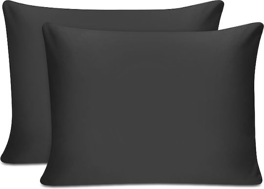 Cotton Box Tonne Σετ Μαξιλαροθήκες με Φάσα Μαύρο 50x80εκ.
