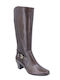 Patent Leather Medium Heel Women's Boots with Rubber / Zipper Brown