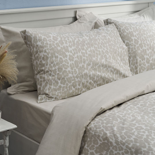 Charalambidis Textiles Leopar Σετ Μαξιλαροθήκες Μπεζ 52x72εκ.
