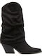 Suede Cowboy Boots Black