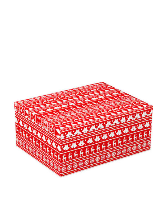 Xmas Red-White Paper Packaging Box 21x14.5x8.5cm Gift Voucher 17159-3