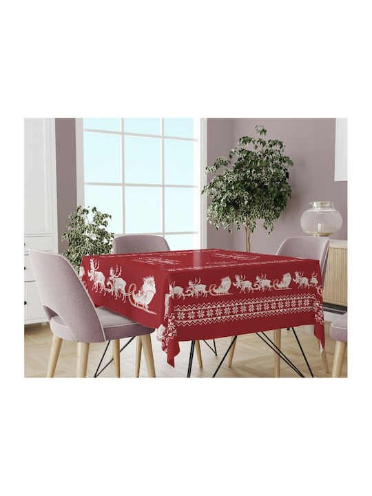 Mc Decor Χριστουγεννιάτικο Τραπεζομάντηλο Καρέ Τάρανδοι 140x140εκ.