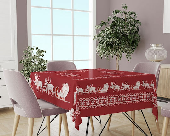 Mc Decor Χριστουγεννιάτικο Τραπεζομάντηλο Καρέ Τάρανδοι 140x140εκ.