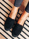 Leder Damen Loafers in Schwarz Farbe