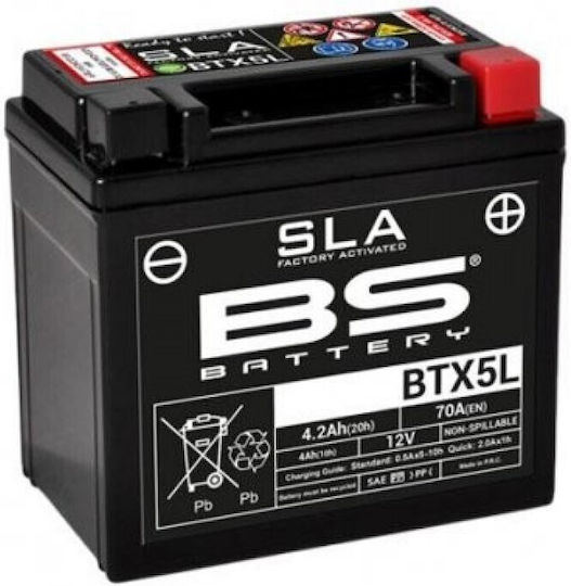 BS Κλειστού Τύπου Μπαταρία Μοτοσυκλέτας BTX5L