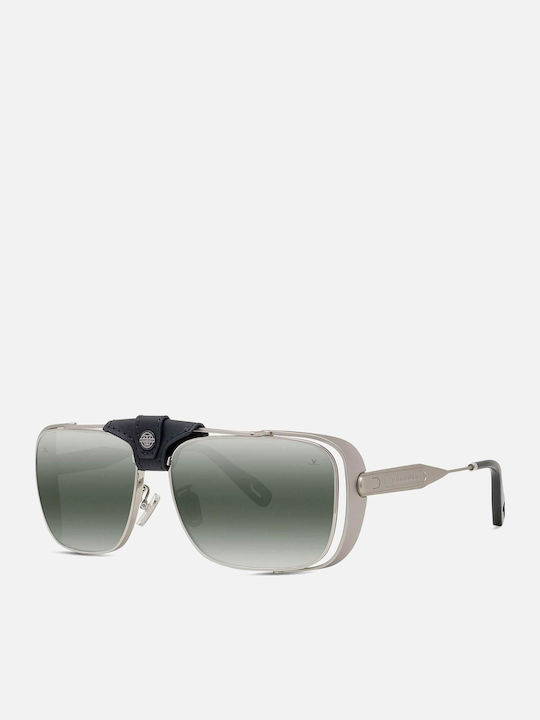 Men's Sunglasses With Silver Metallic Frame And Grey Lens