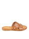 Leather Women's Flat Sandals in Brown Color