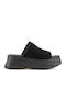 Leder Flache Sandalen für Damen Flatforms in Schwarz Farbe