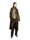 Wool Women's Leopard Beige Coat with Buttons
