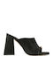 Leather Mules with Heel in Black Color
