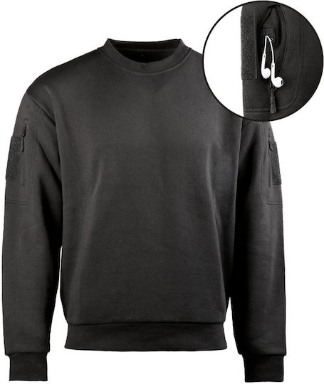 Mil-tec Black Tactical Sweatshirt Round Neck Black Sweatshirt Round Neck 01-black-black