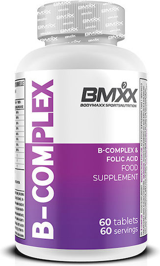 BMXX BODYMAXX SPORTSNUTRITION Vitamin B-Complex Vitamin für Energie, Stärkung des Immunsystems & das Nervensystem 60 Tabletten